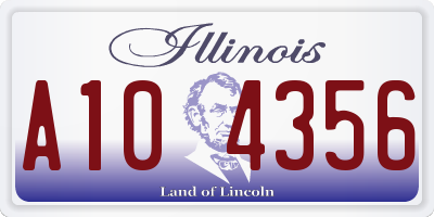 IL license plate A104356