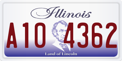 IL license plate A104362