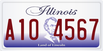 IL license plate A104567
