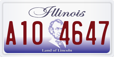 IL license plate A104647