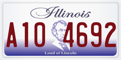 IL license plate A104692