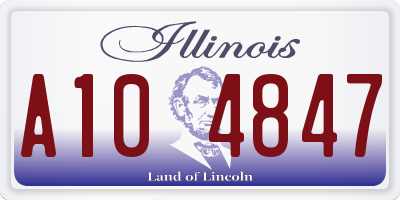 IL license plate A104847