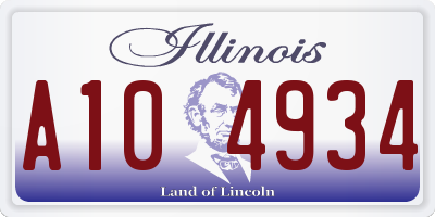IL license plate A104934