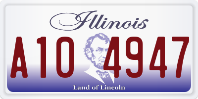 IL license plate A104947