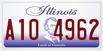 IL license plate A104962