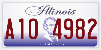 IL license plate A104982