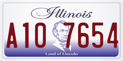 IL license plate A107654