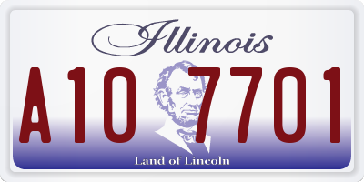 IL license plate A107701
