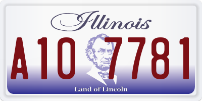 IL license plate A107781