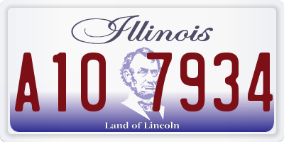 IL license plate A107934