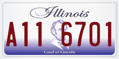 IL license plate A116701