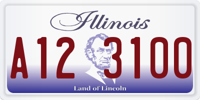 IL license plate A123100