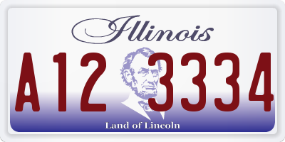 IL license plate A123334