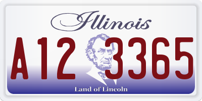 IL license plate A123365