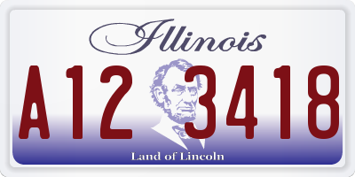IL license plate A123418