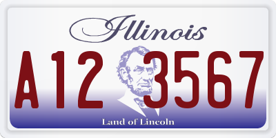 IL license plate A123567