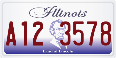 IL license plate A123578