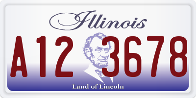 IL license plate A123678