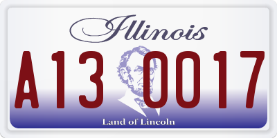 IL license plate A130017