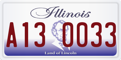 IL license plate A130033