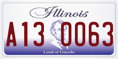 IL license plate A130063