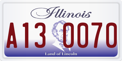 IL license plate A130070