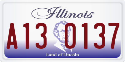 IL license plate A130137