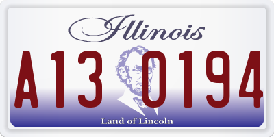 IL license plate A130194