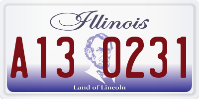 IL license plate A130231