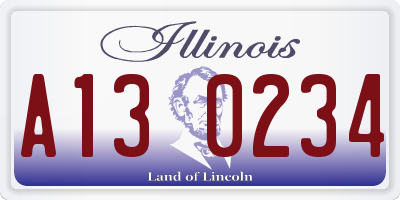 IL license plate A130234