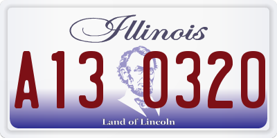 IL license plate A130320