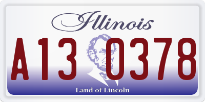 IL license plate A130378