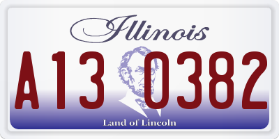 IL license plate A130382