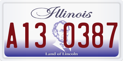 IL license plate A130387