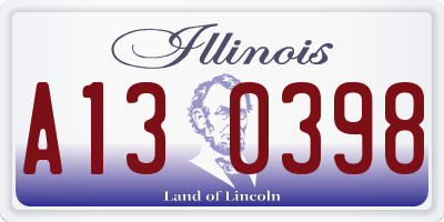 IL license plate A130398