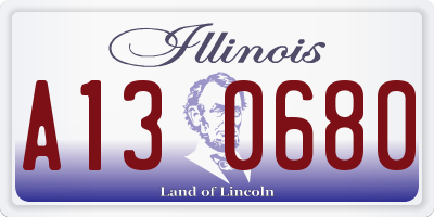 IL license plate A130680