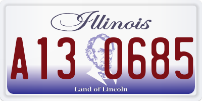 IL license plate A130685