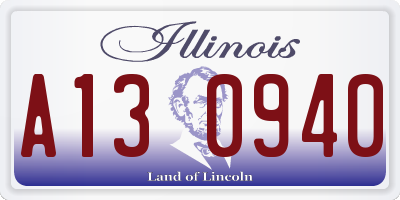 IL license plate A130940