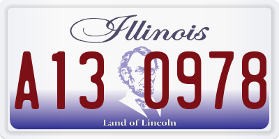 IL license plate A130978