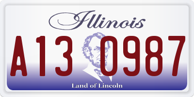 IL license plate A130987