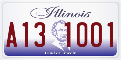 IL license plate A131001