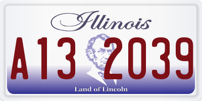 IL license plate A132039