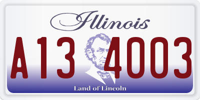 IL license plate A134003