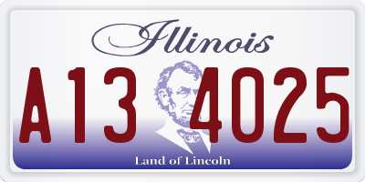 IL license plate A134025