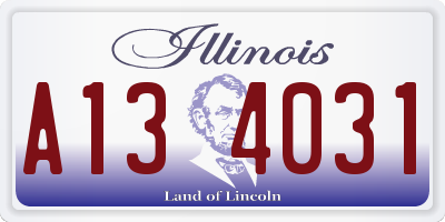 IL license plate A134031