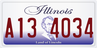 IL license plate A134034