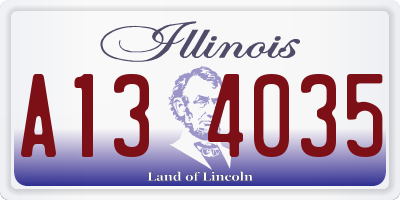 IL license plate A134035