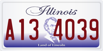 IL license plate A134039