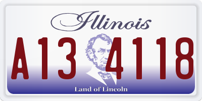IL license plate A134118