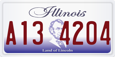 IL license plate A134204